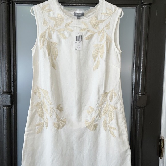 Neiman Marcus Dress Size Small Sleeveless Ivory Cream Embroidered NWT Pockets - Picture 3 of 10